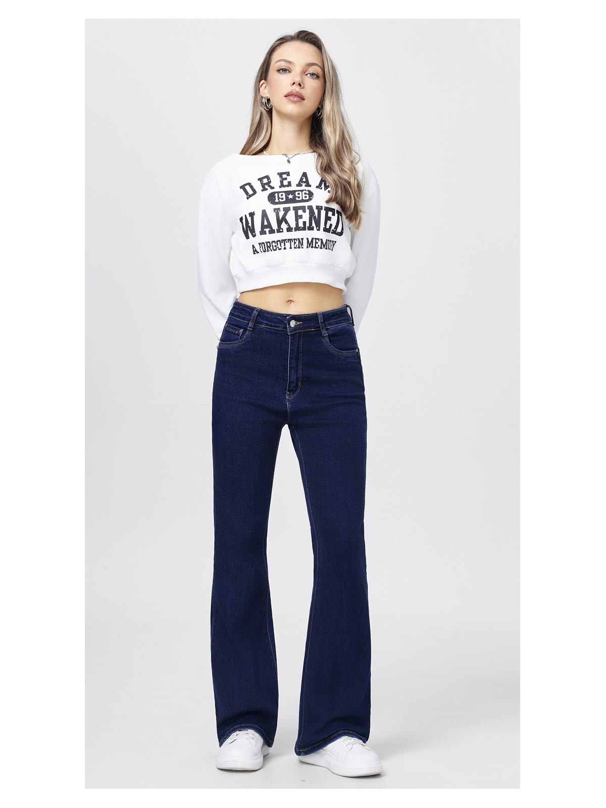 Flare deep blue denim