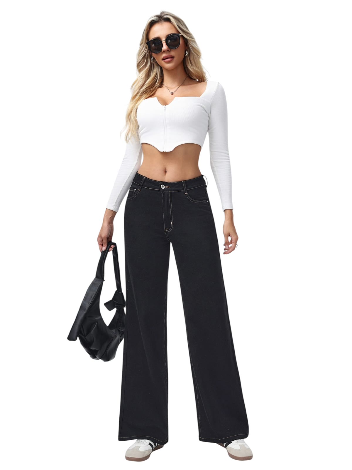 Black wide-leg pants
