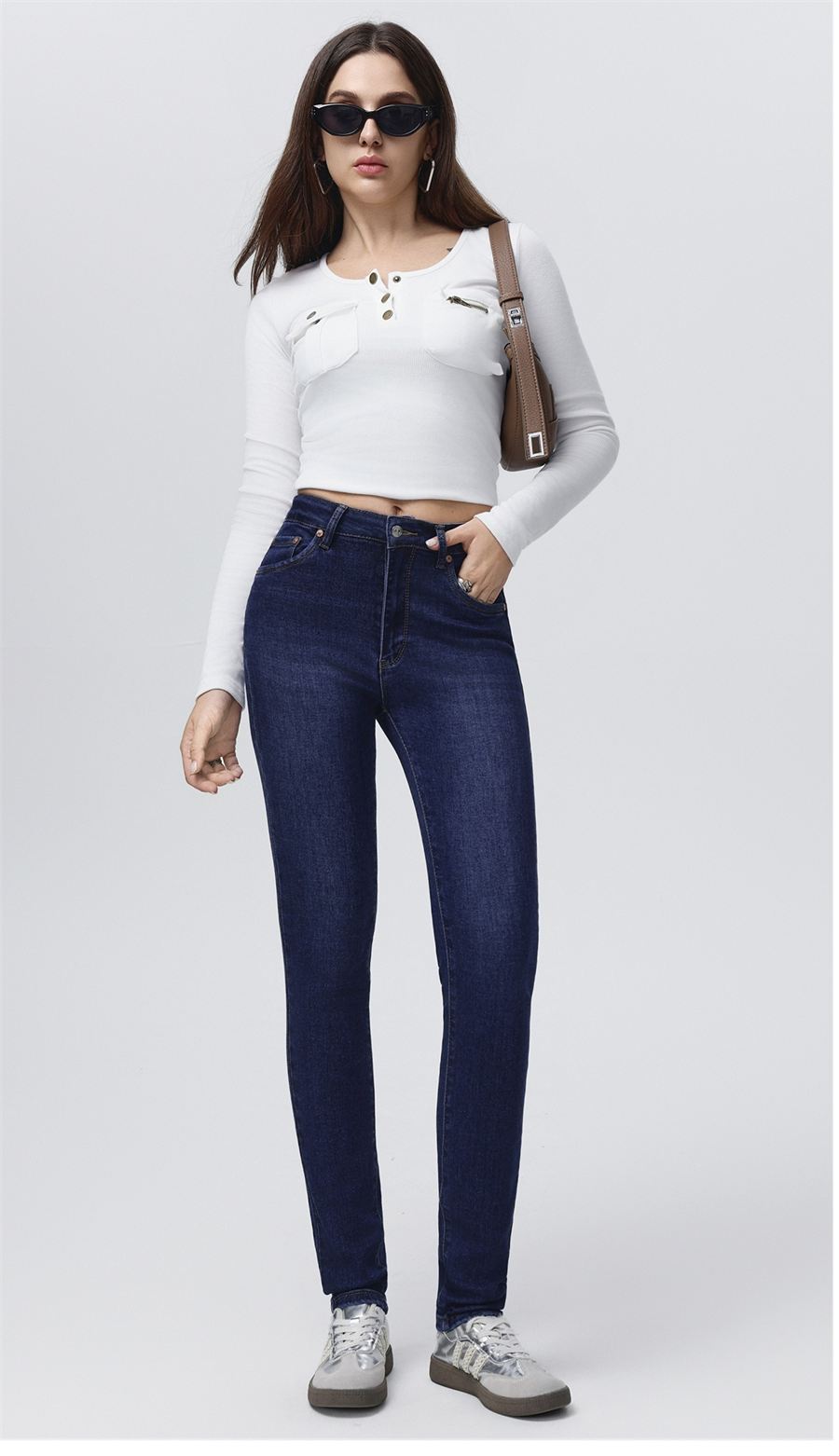 Skinny high-waist dark denim